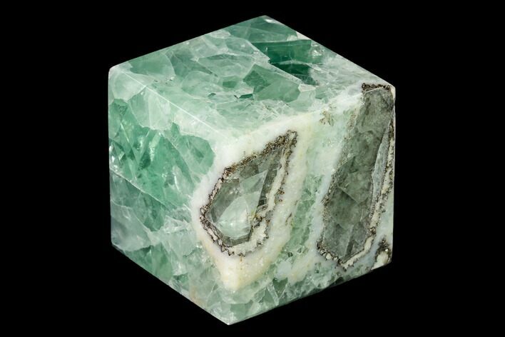 Polished Green Fluorite Cube - Mexico #153381